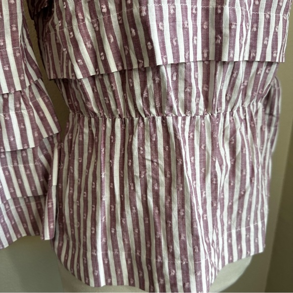 Anna Mason UK Sz 12 US Sz 8 Blouse Striped Ruffles - Picture 5 of 16